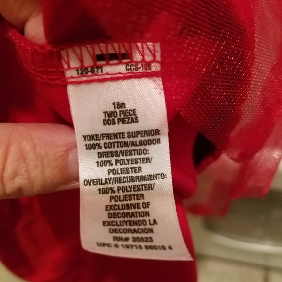 Carters size 18 mos red velvet dress - Picture 5 of 5